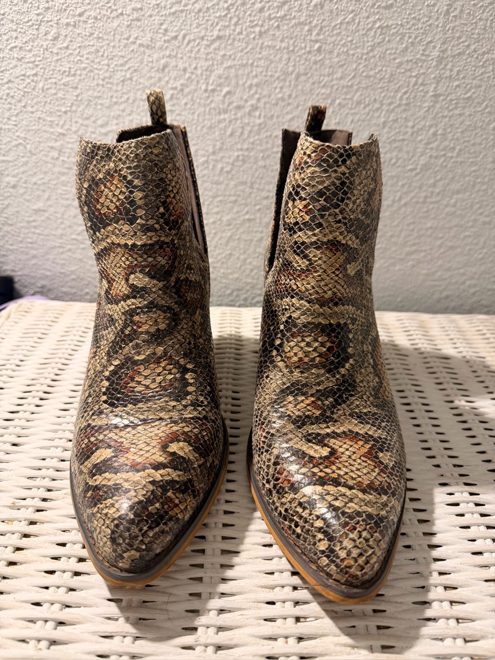 Jellypop Snake-Print Ankle Booties in Brown Multi